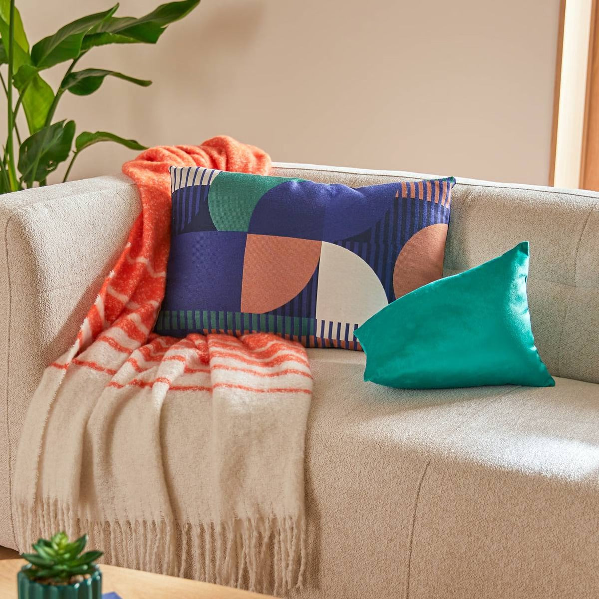 Flow Cushion Rectangular Geometric Print Polyester 12.5 x 58 x 38 cm