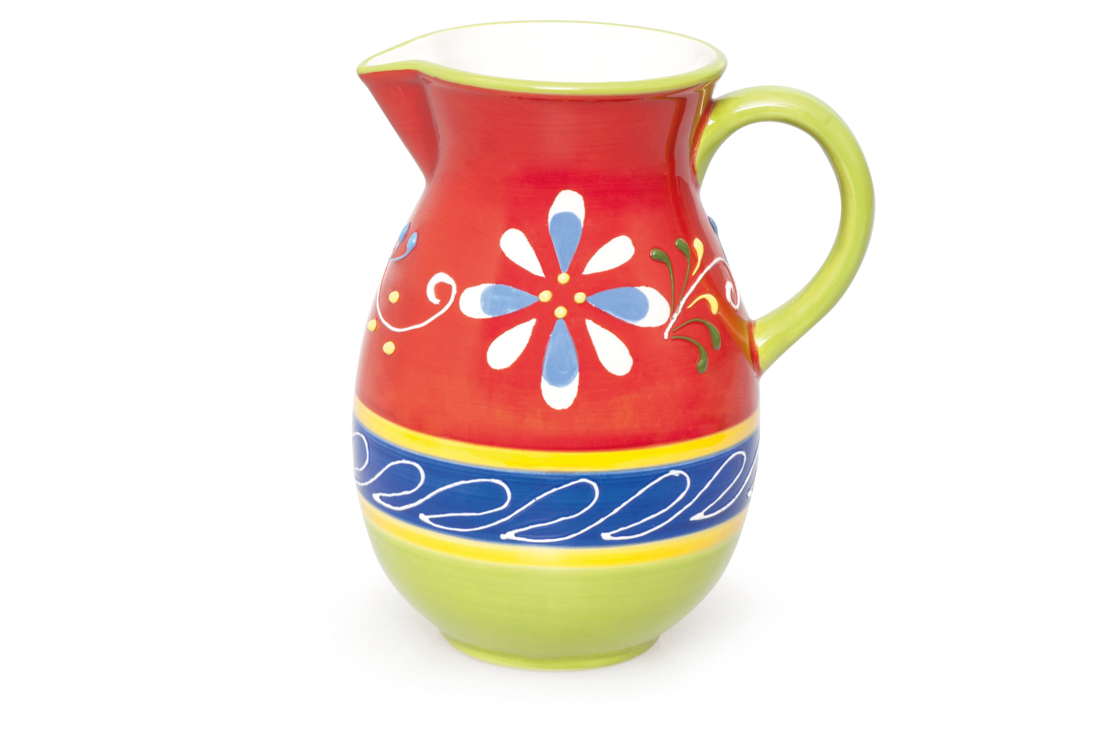 Tex-Mex Jug, Hand Decorated Ceramic Pitcher, 1L Capacity