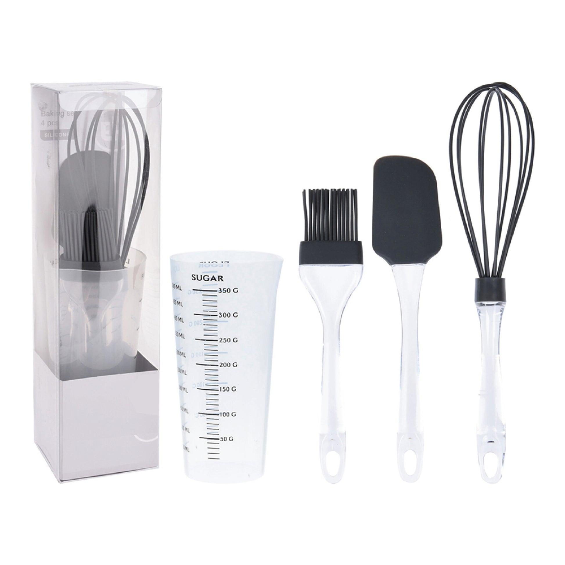 Baking Set 4Pcs Anthracite - Whisk, Spatula, Brush, Cup