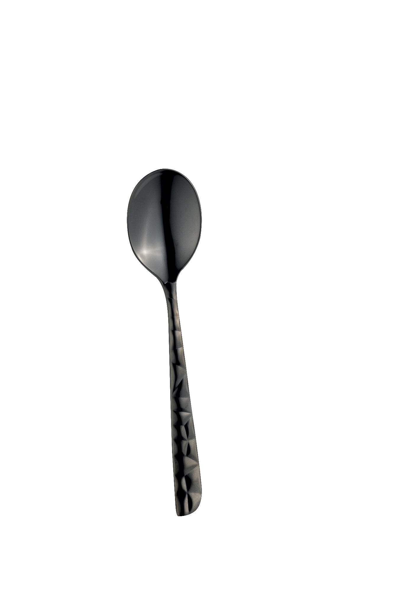 Tea Spoon - Stainless Steel Mirror Finish Black Textured Handle 16cm