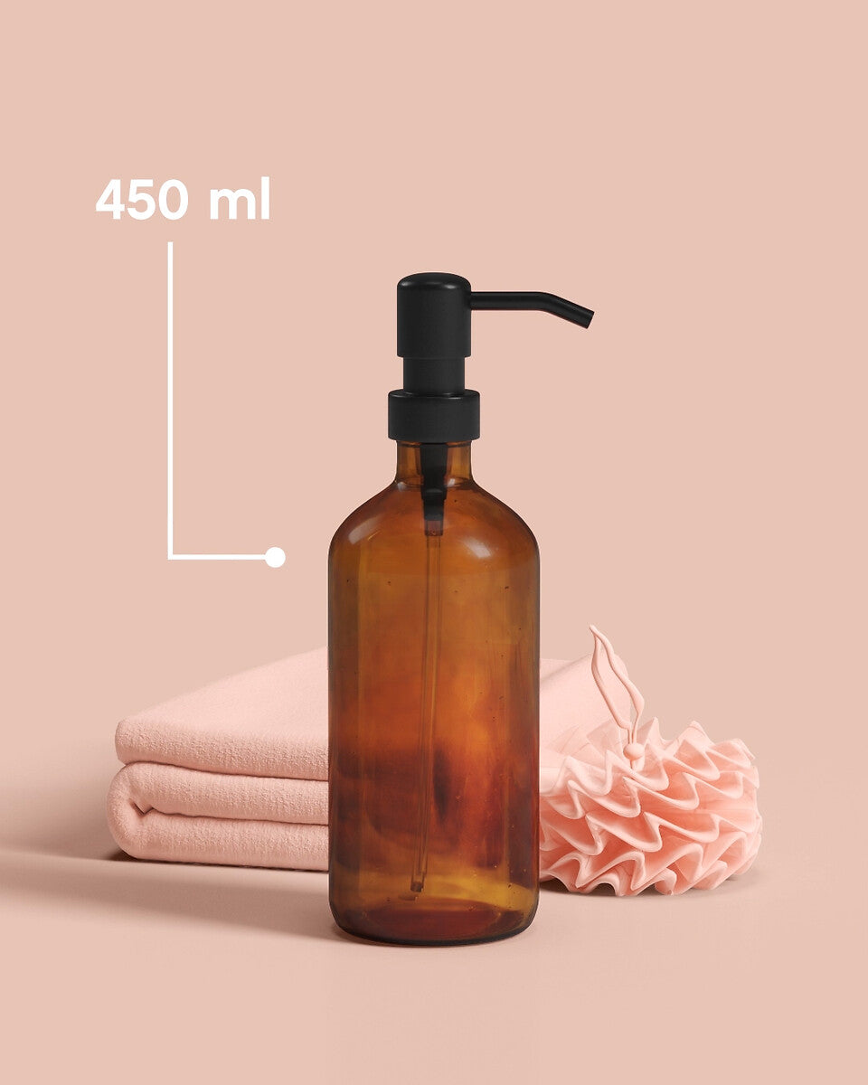 Glass Soap Dispenser with Black Pump, 450ml