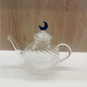 Handmade Glass Teapot Round with Decorative Lid