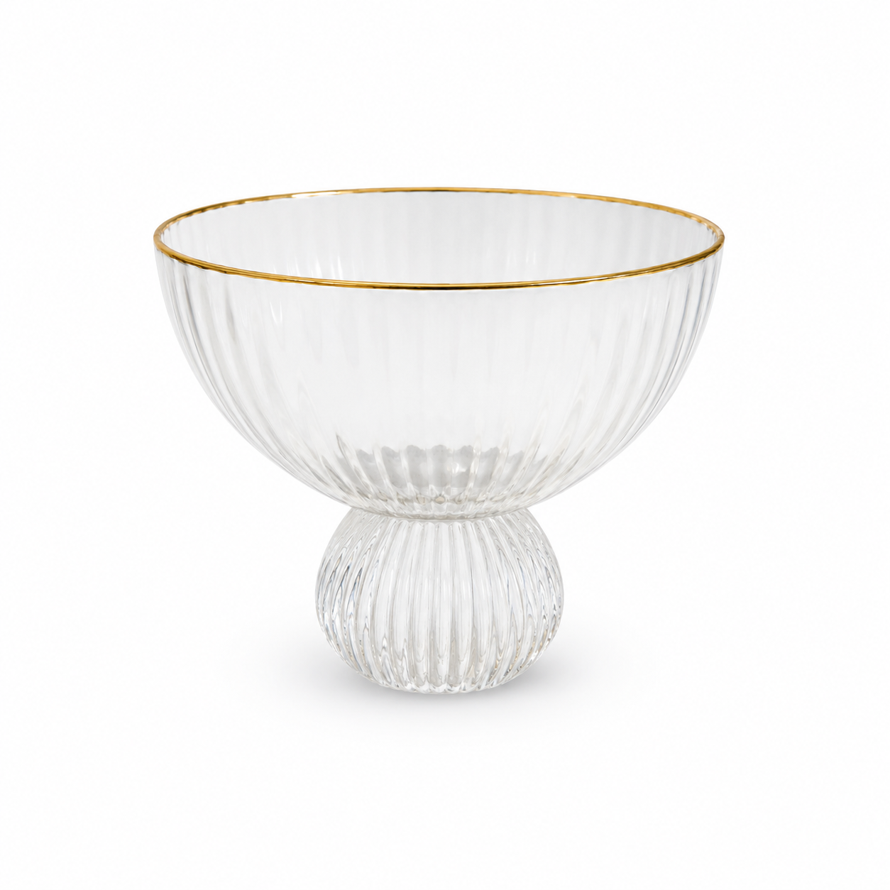 SET OF 6 GLASS BOWLS WITH GOLD RIM & BALL BASE
