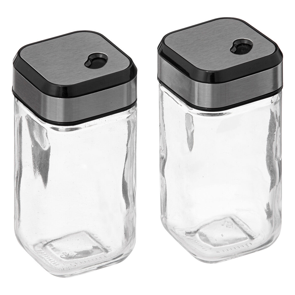 Glass Salt & Pepper Dispenser Set with Metal Lids