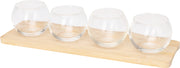 Serving Set 5-Piece Appetizer Set Glass Bowls with Bamboo Board