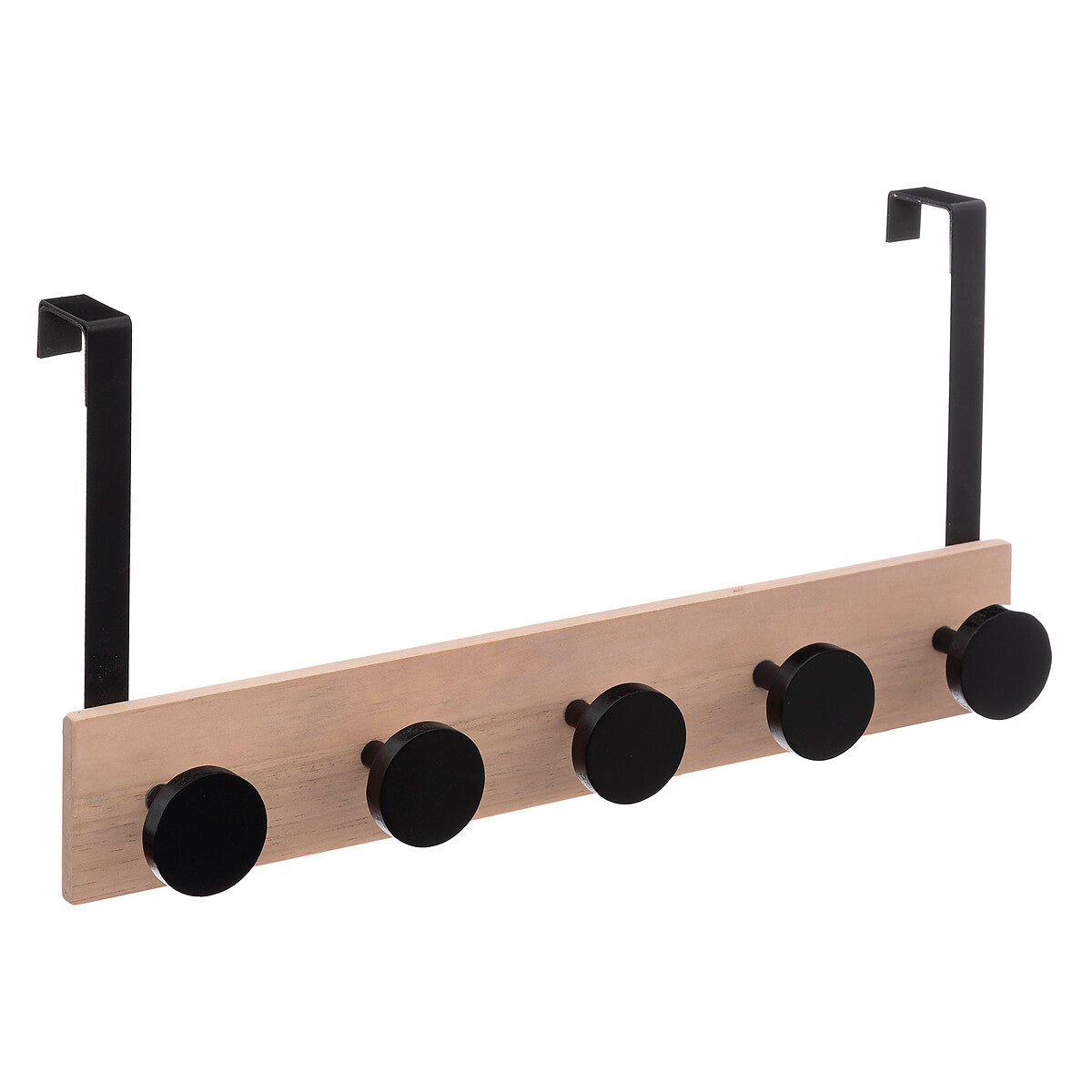 Wooden Over-the-Door Hook Rack with 5 Hooks