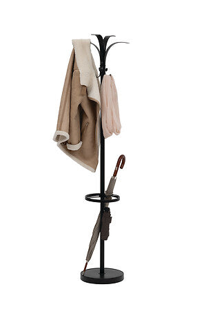 Strong coat rack with 8 metal rods black