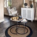 Carpet Jute Black Border - Round Natural Rug