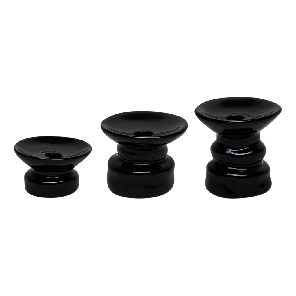 Padre Candle Stick Set 3 Pcs Modern Black Ceramic Candle Holders