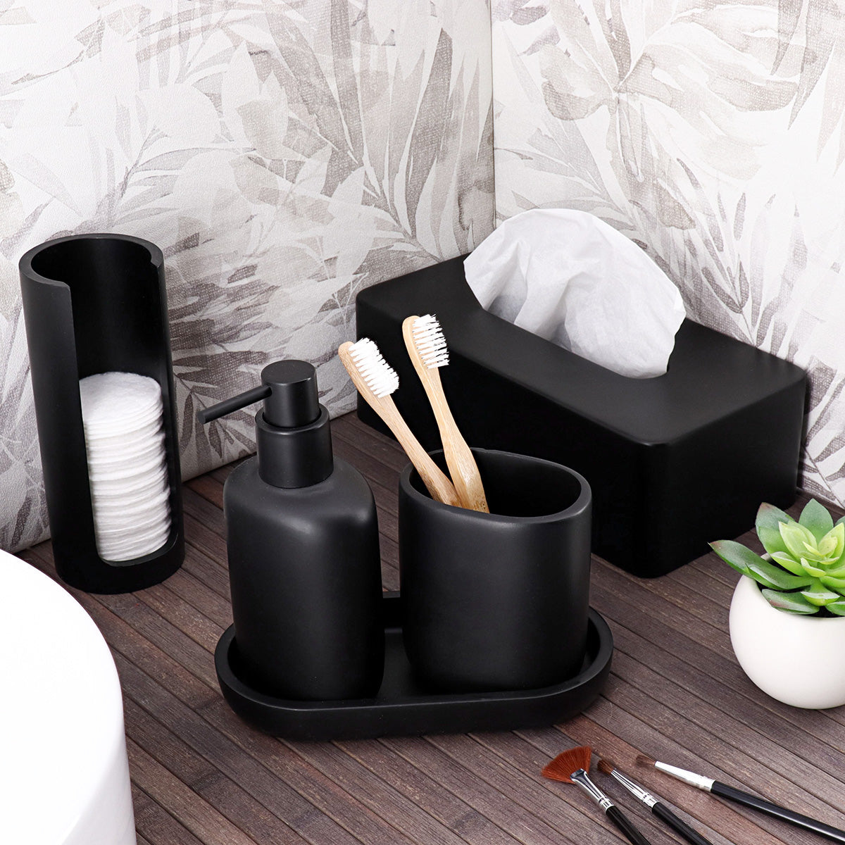 Oval Soap Dispenser Matte Polyresin Japandi Style 240ml Bathroom Accessory