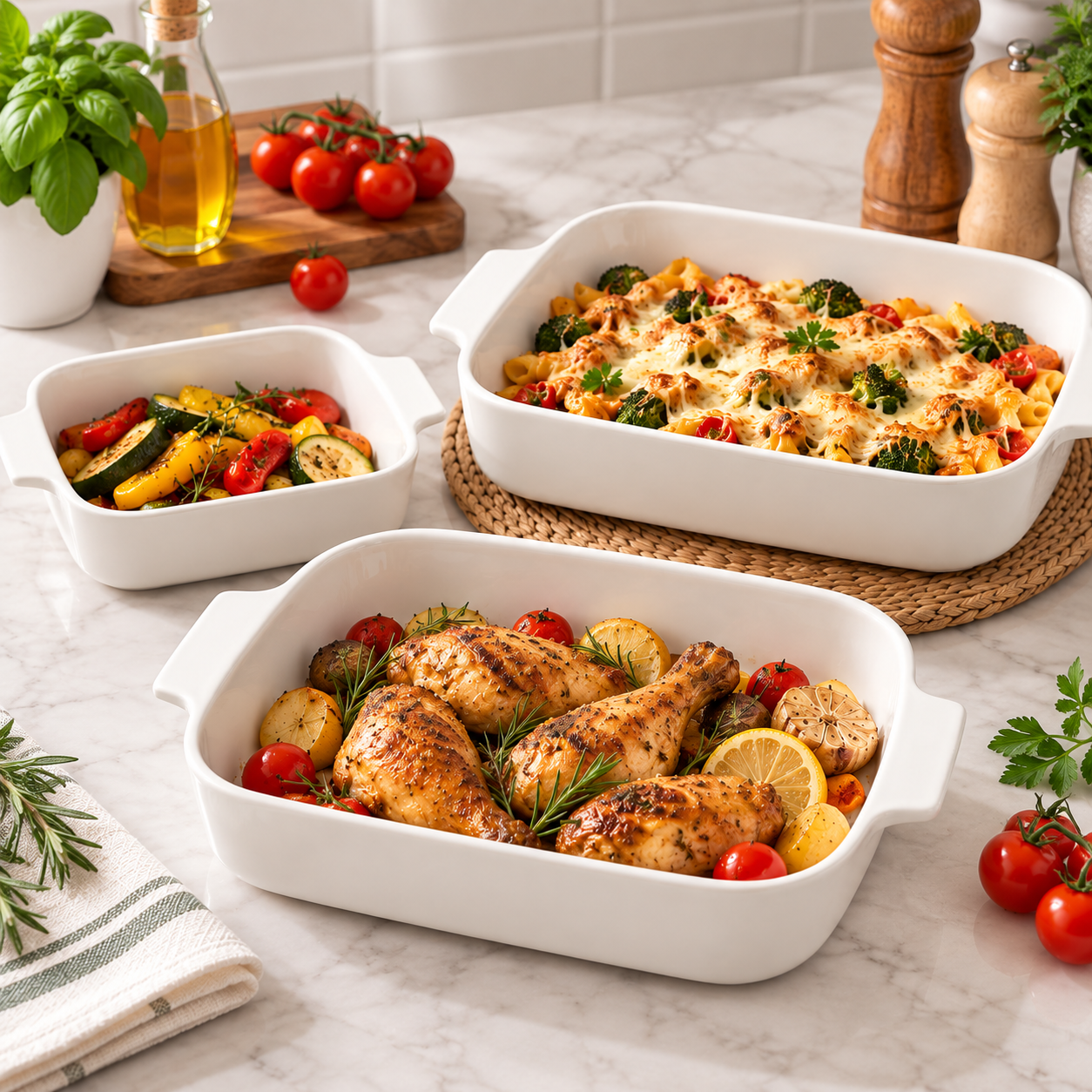 Porcelain Rectangular Oven Dish – White