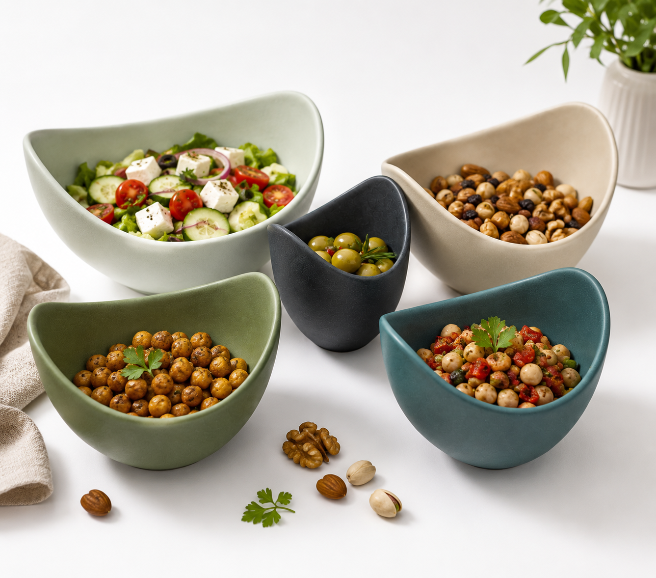 Set of 5 Porcelain Bowls – 8 / 10 / 13 / 15 / 18 cm