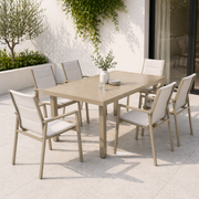 Extendable Aluminum Dining Set 6 Chairs, Table 90/180 × 90 × 75 cm