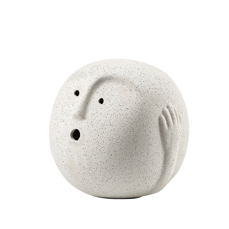 Ceramic Abstract Character Ornament, Modern White Decorative Sculpture