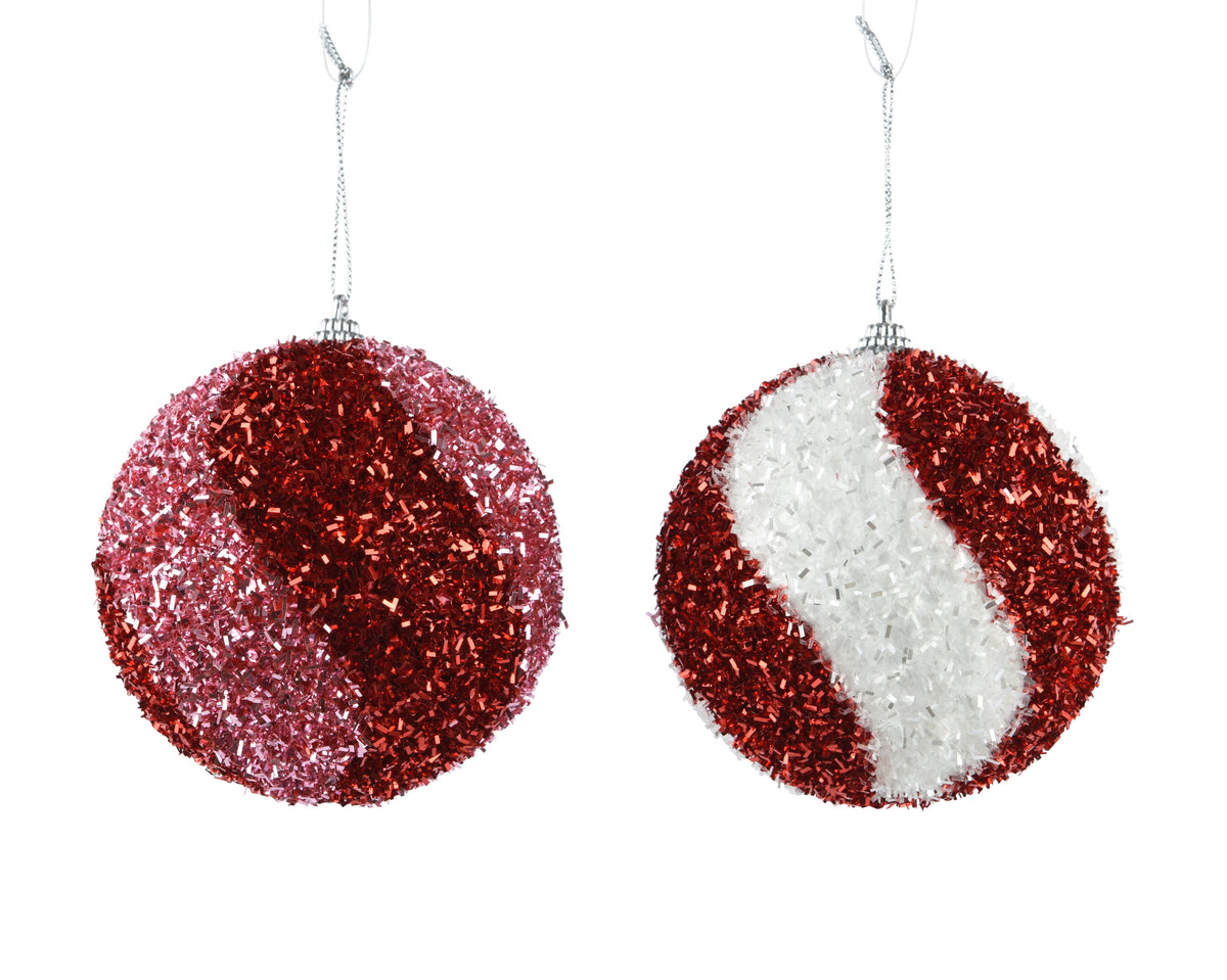Bauble Foam Tinsel - 10cm Christmas Ball with Ribbon Hanger