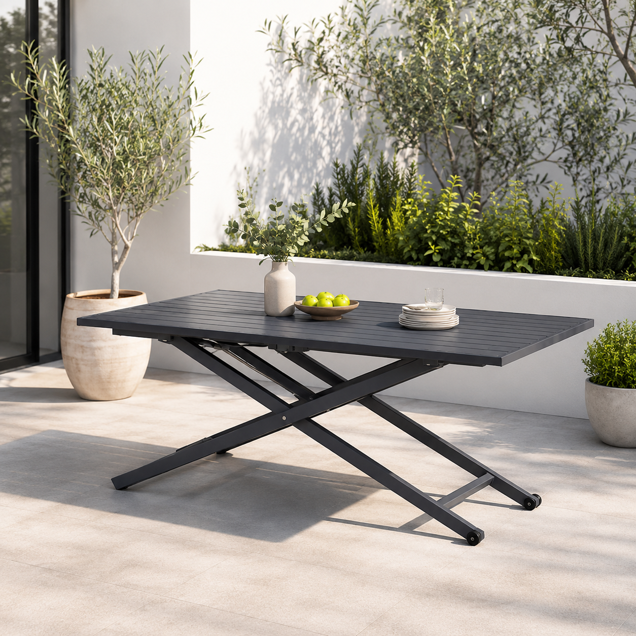 ADJUSTABLE ALUMINUM OUTDOOR TABLE 140×70 CM