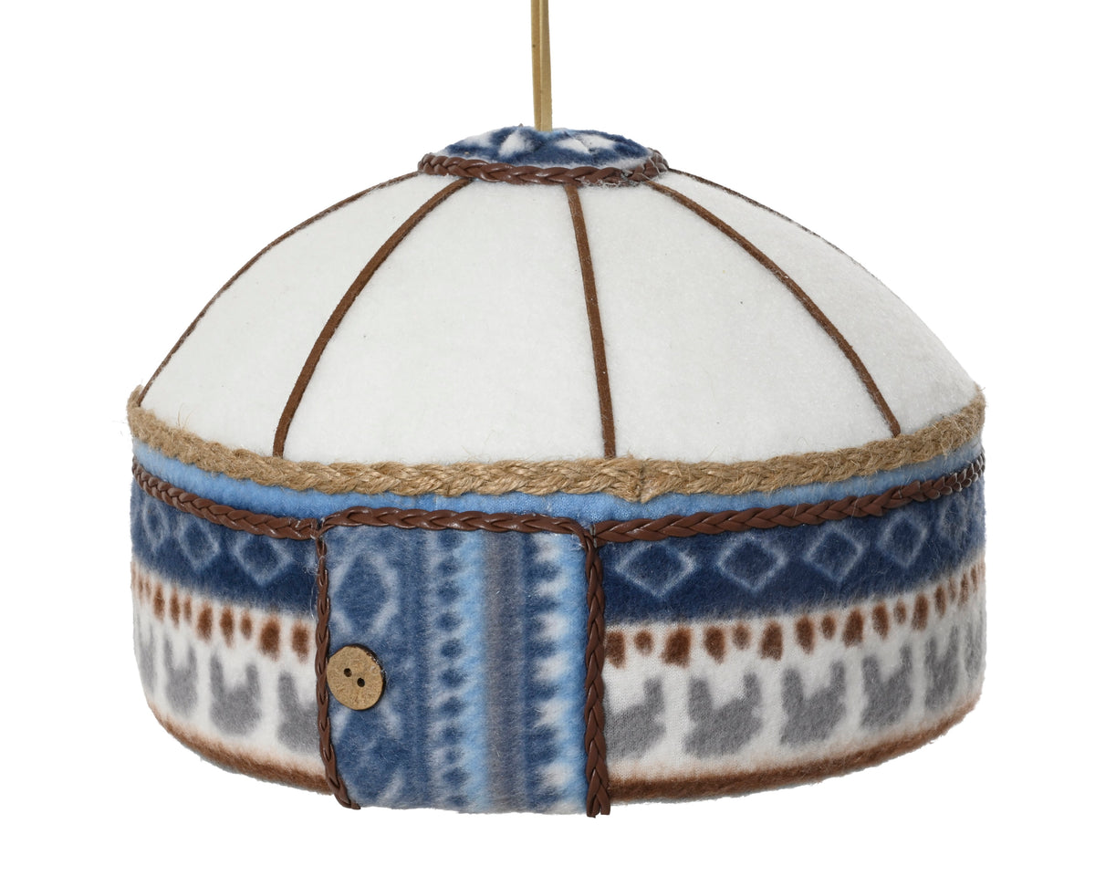 Tent Polyester Hanging Tree Decoration - Blue Yurt Ornament, 2 Sizes