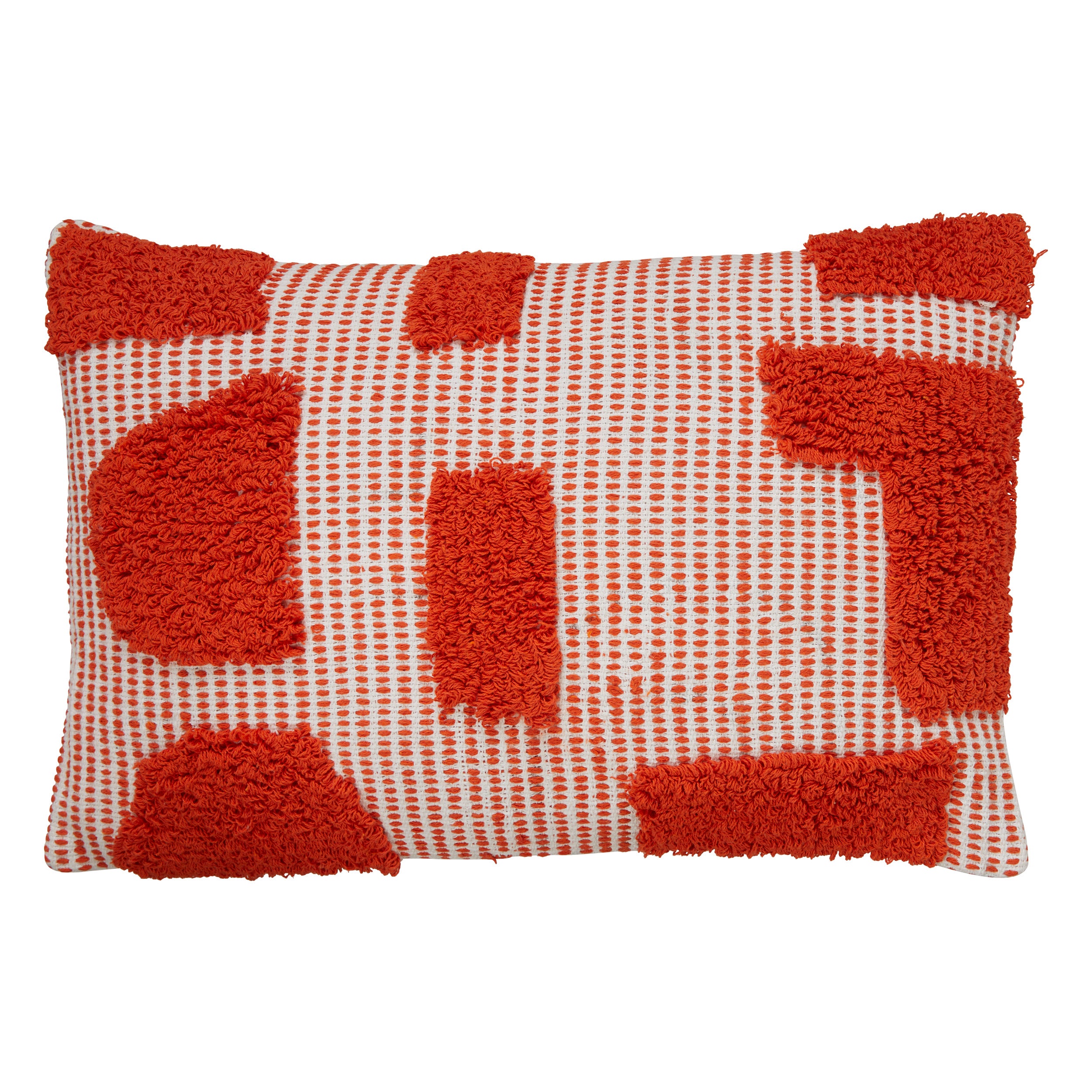 Poppy Rectangular Cushion – Tufted Cotton Removable Cover 58x38 cm