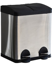 Recycling Bin with Dual Compartments, Stainless Steel