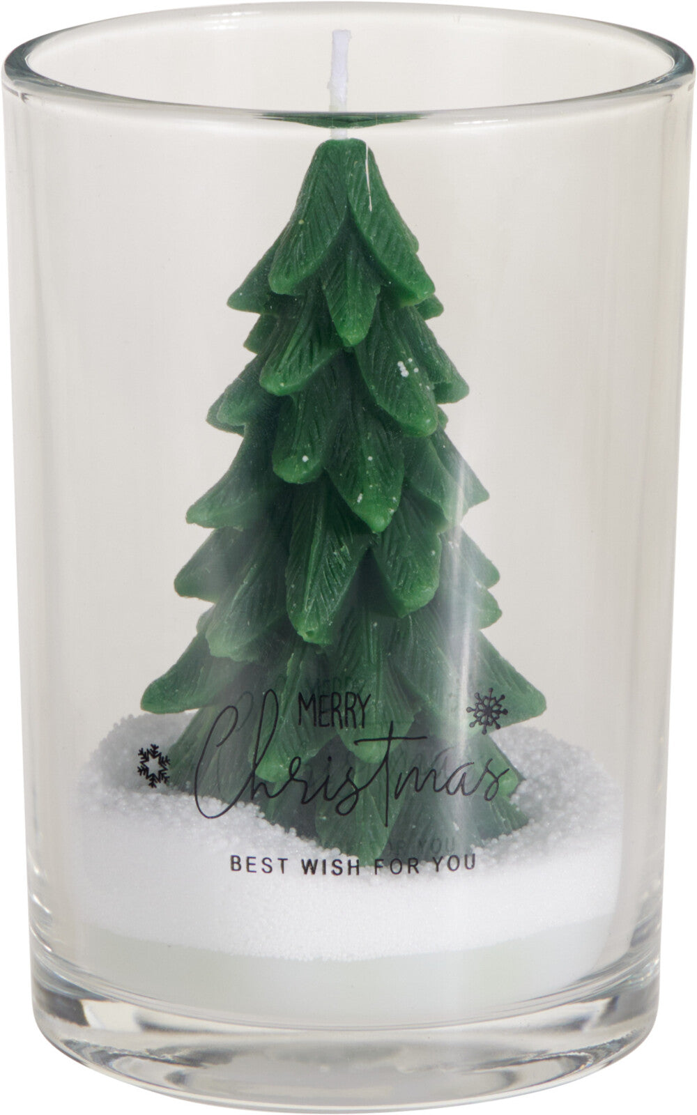 Clear Glass With Wax Powder And Christmas Tree Candle - D10x14.5 cm
