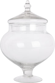 Clear Glass Biscuit Cookie Jar Pedestal Footed D17 x H28 cm