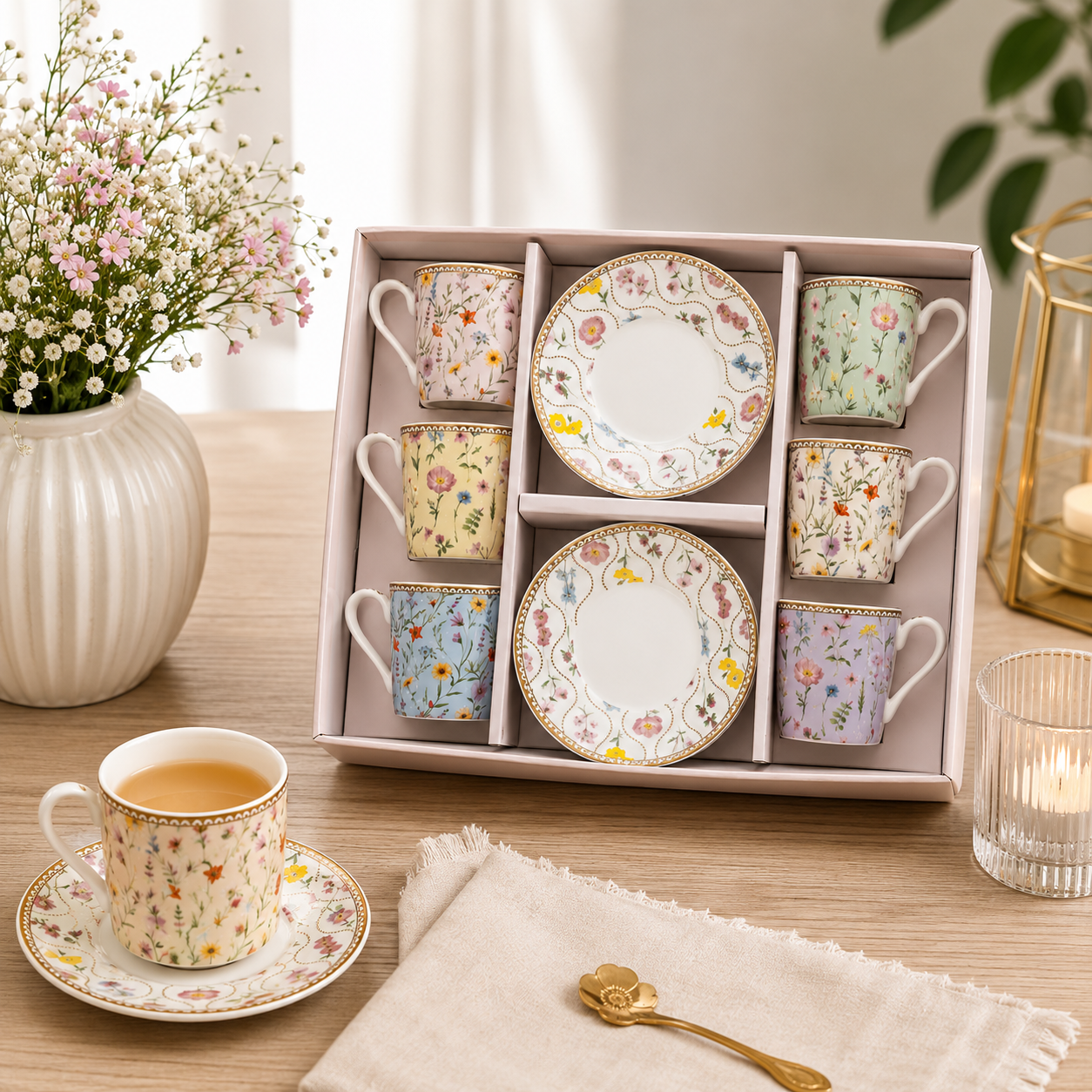 Meadow Flowers Coffee Cup & Saucer – 100 ml