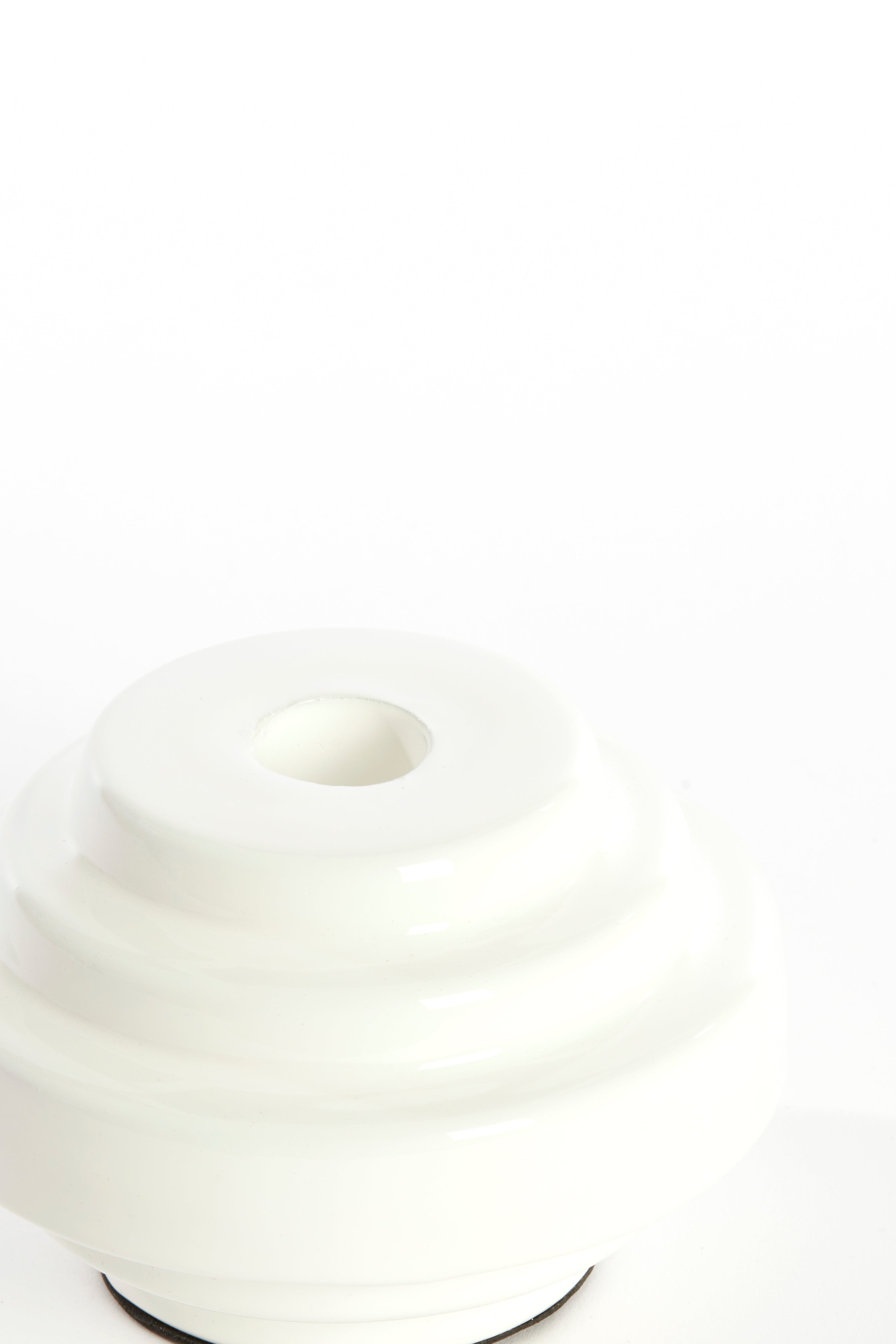 Shiny White Candle Holder High Gloss Modern Table Decor