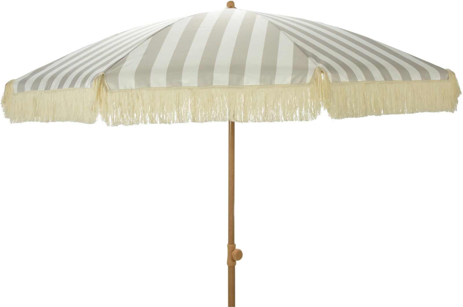 Garden Umbrella Striped Parasol with Fringe, Taupe, Ø 200 cm