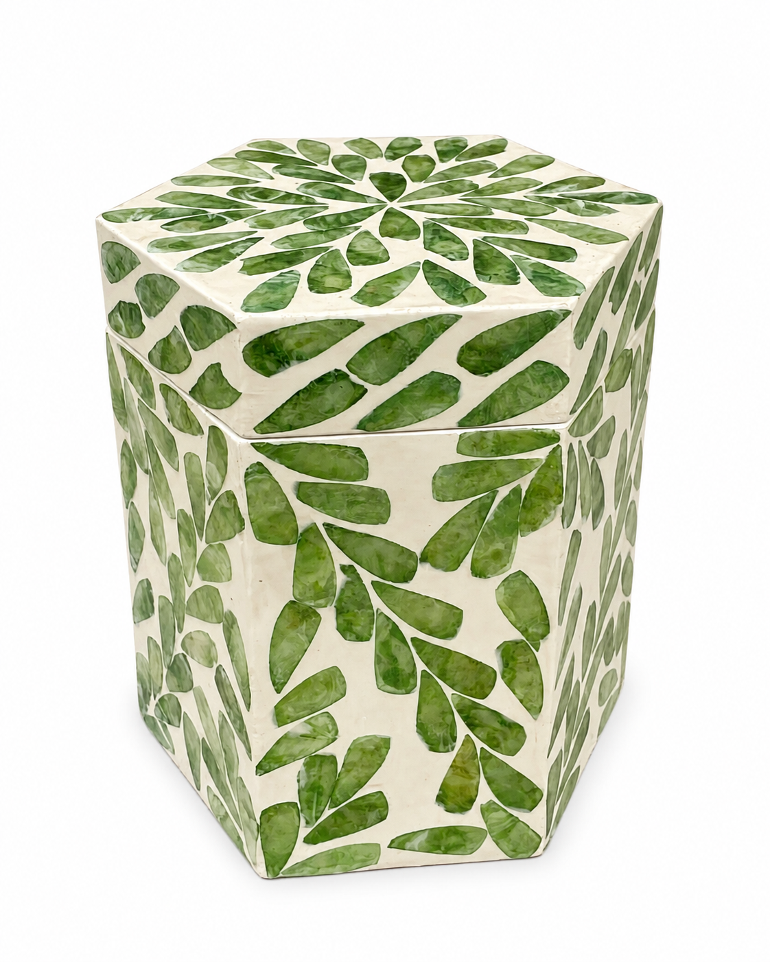Hexagon Box with Floral Capiz Design