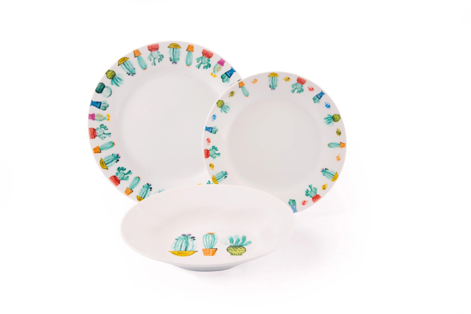 Cactus Dinner Set 18 Pcs Porcelain Plates Dishwasher Microwave Safe