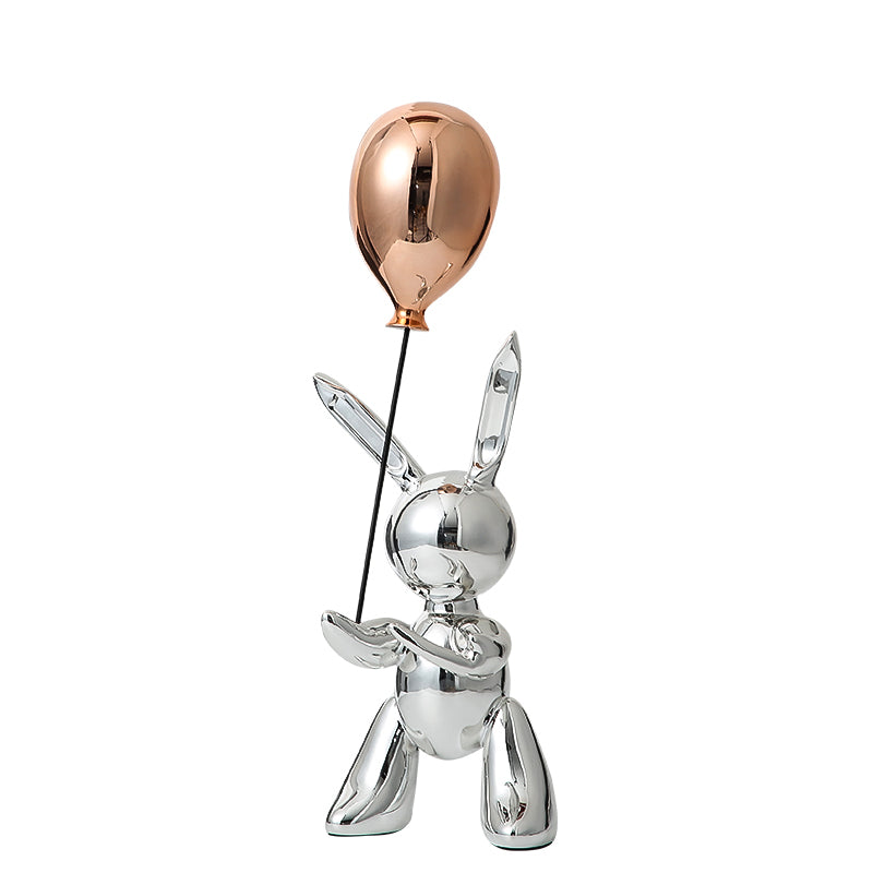 Balloon Rabbit Ornament - Silver Resin and Metal Decorative Accent