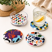 Set of 4 Round Coasters “Art” – 10 cm
