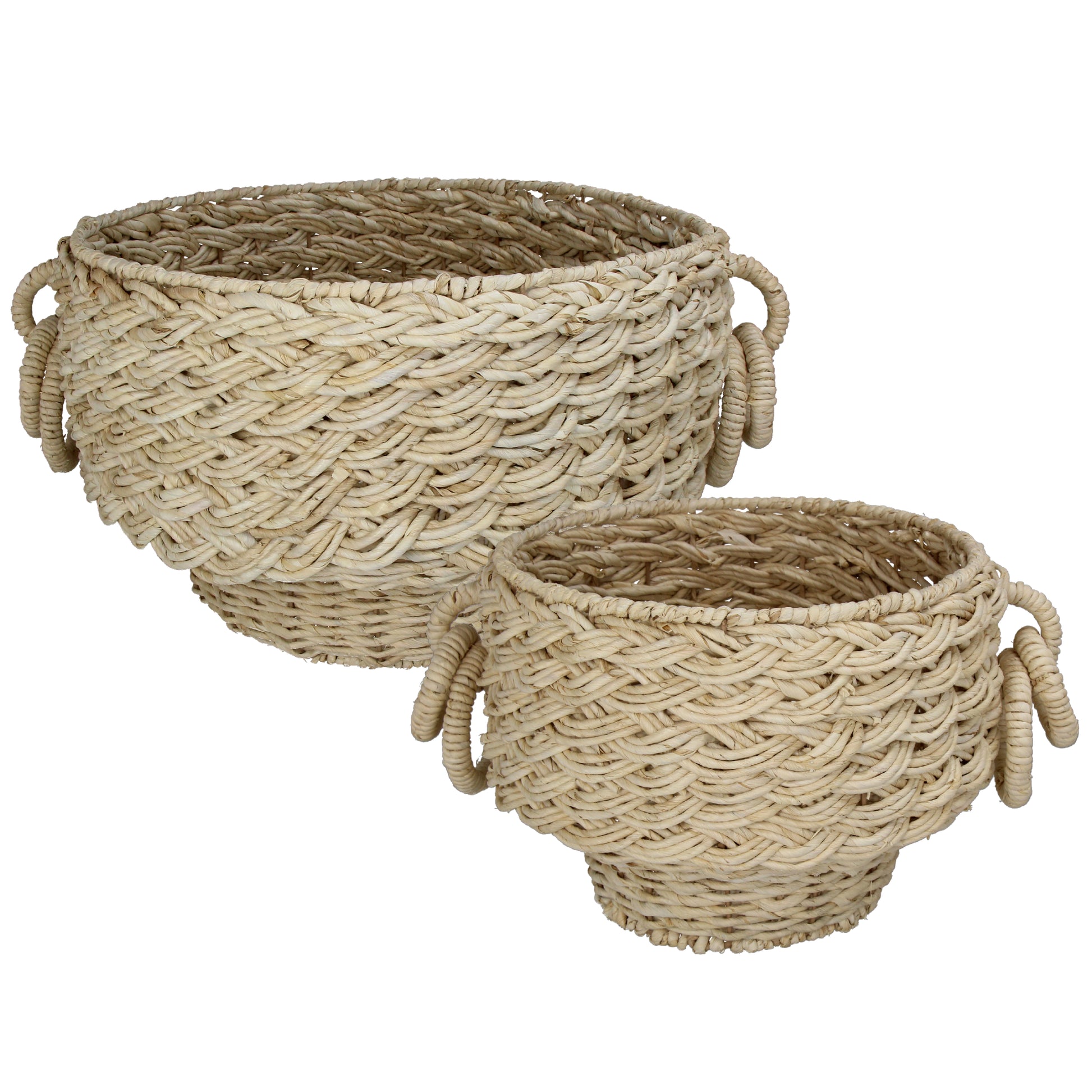 Natural Corn Leaf Baskets, Set of 2
