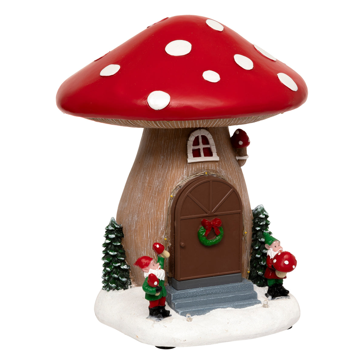 Mushroom House with 12 LED, Musical with Movement - Christmas Village