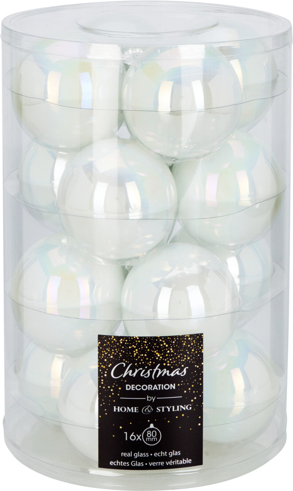 Glass Xmas Ball 16 pcs - 8 cm Glass Ornaments, Mixed Finishes