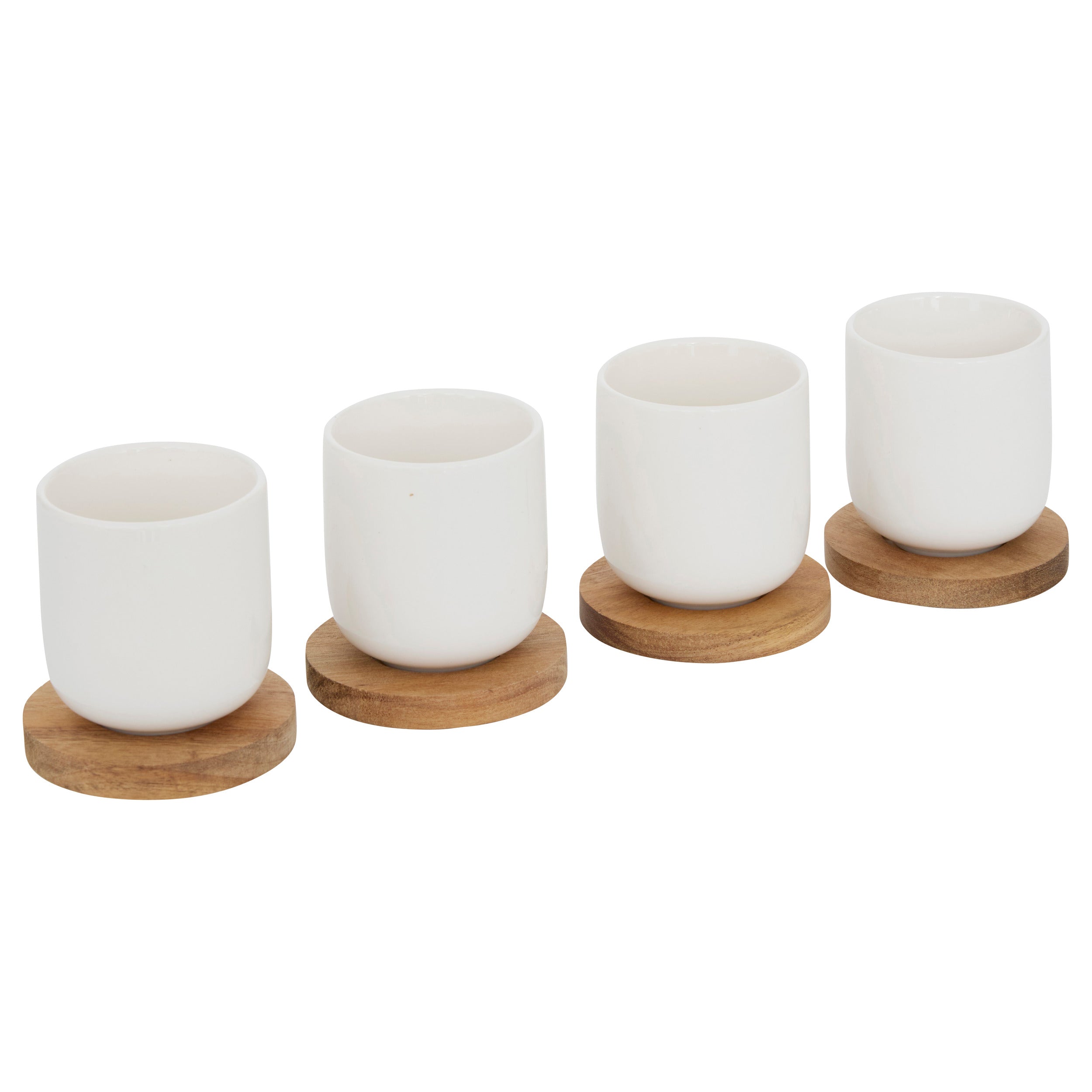 Elegance set 4 cups 10 cl and acacia coasters