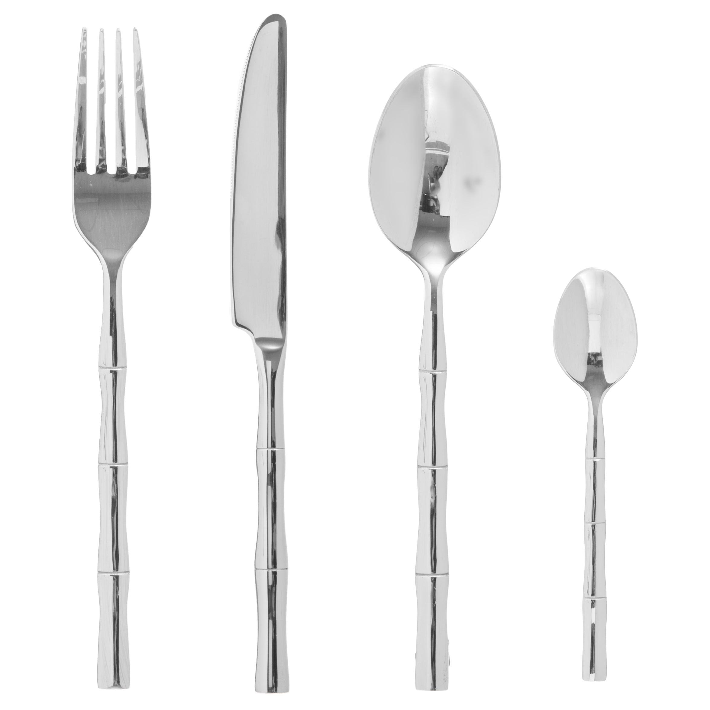 Cutlery Set 24Pcs Bambou Stainless Silver