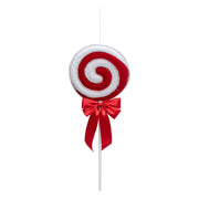 Candy Decor with Satin Bow - Red & White Lollipop Christmas Hanging