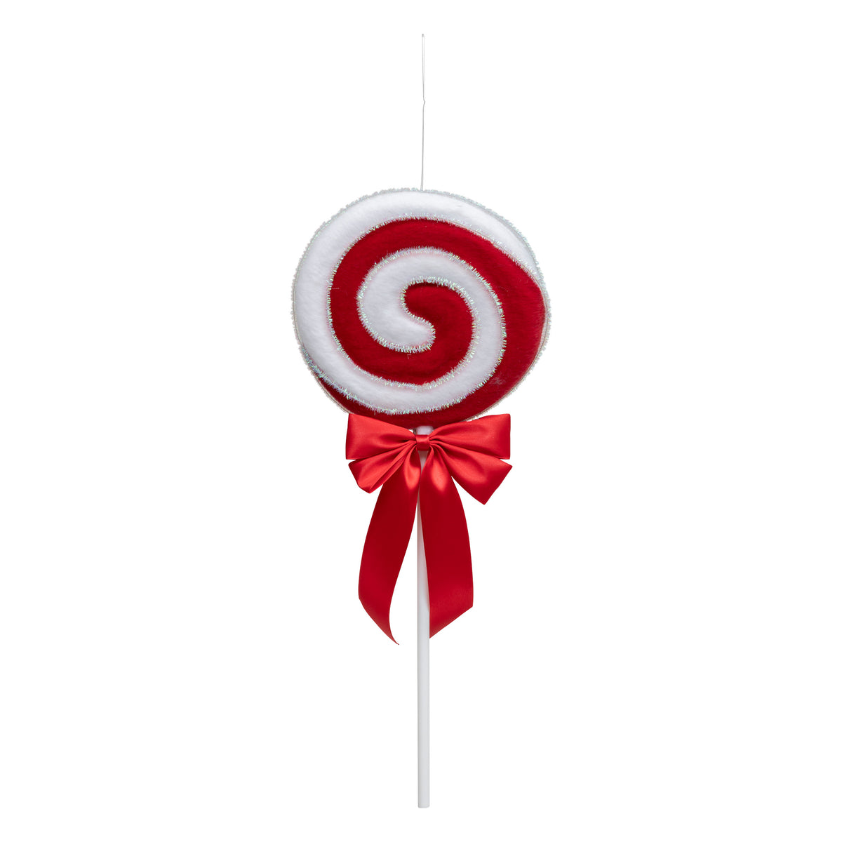 Candy Decor with Satin Bow - Red & White Lollipop Christmas Hanging