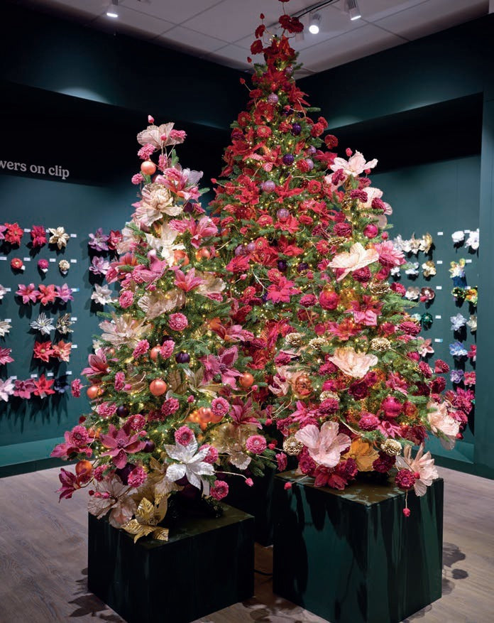 Poinsettia On Clip Glitter Velvet - 30cm Christmas Decoration
