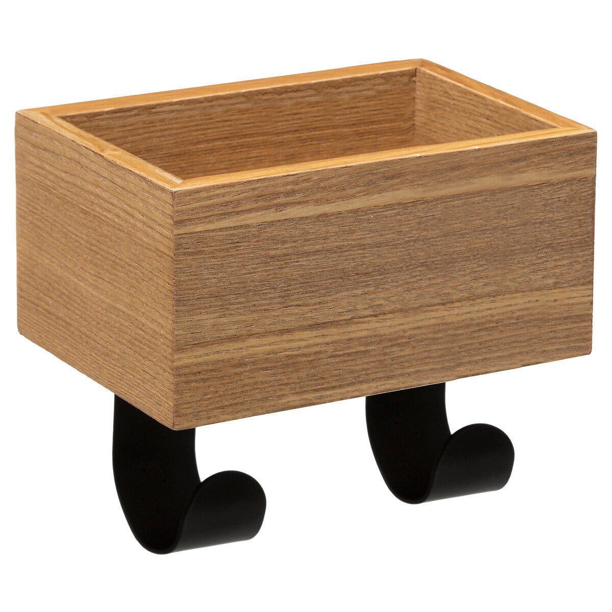 Wooden Wall-Mounted 2-Head Coat Hook with Storage