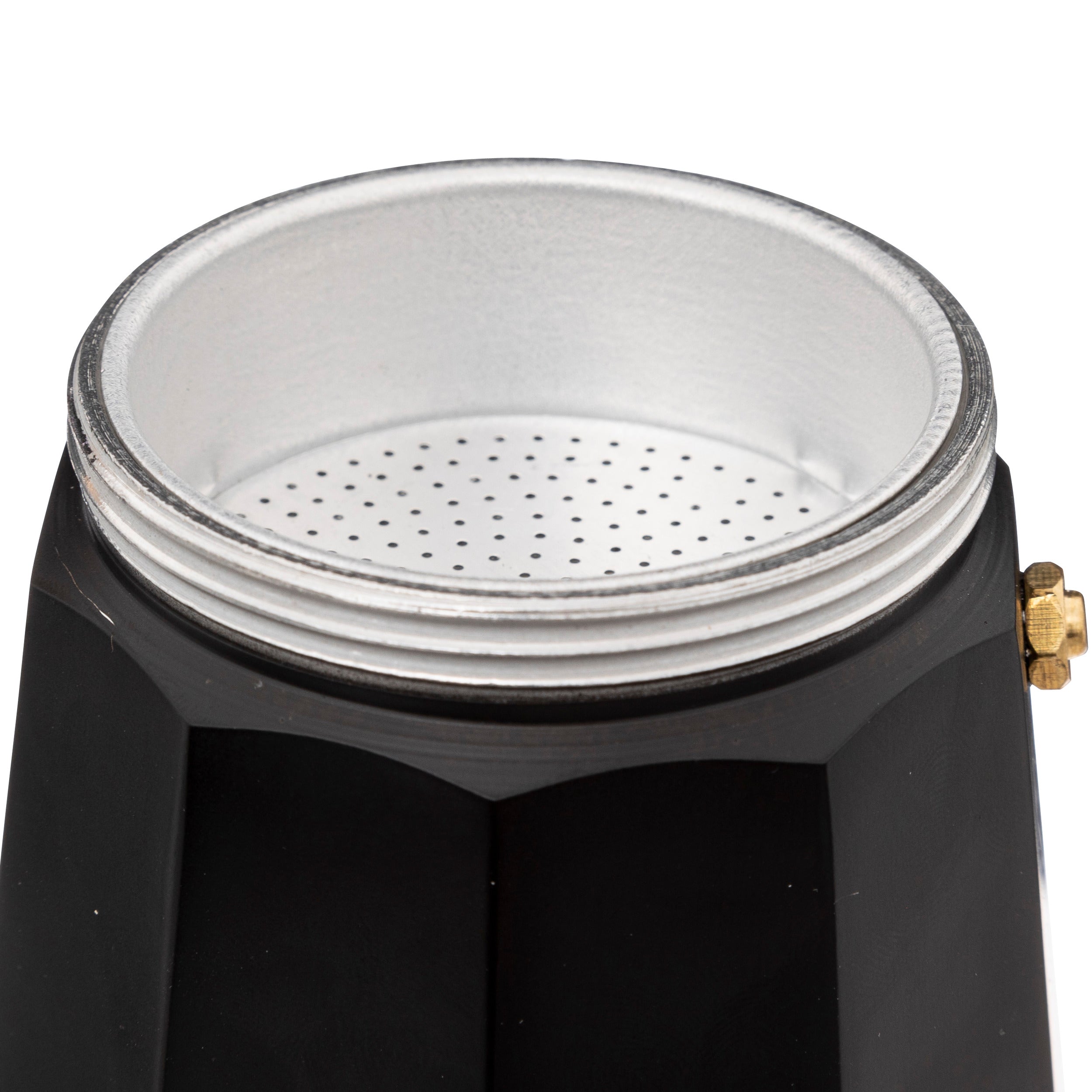 Black 6-Cup Mocha Pot with Wooden Handle - Aluminum Stovetop