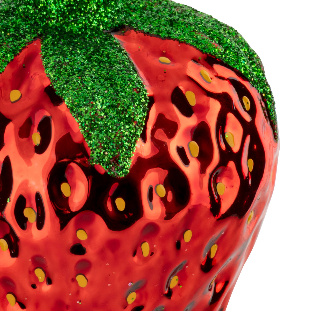 Glass strawberry, 8 cm tall, red - Christmas tree ornament