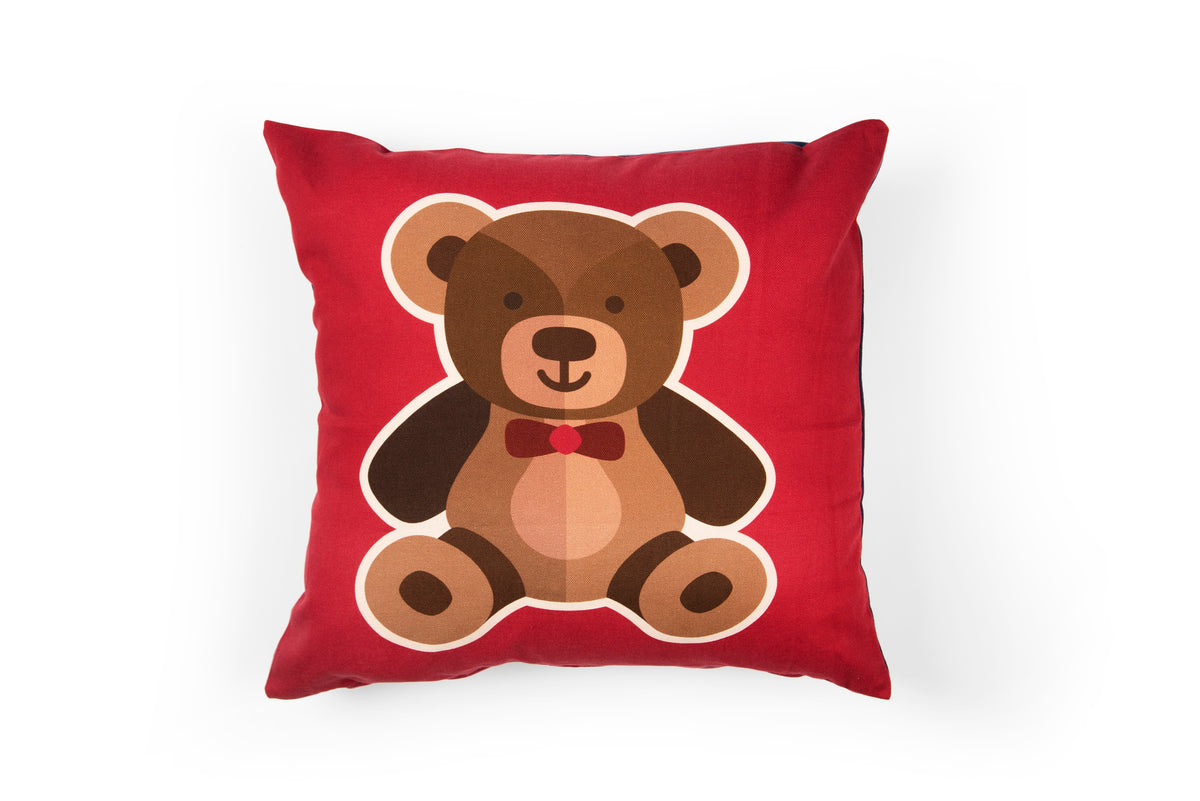 Vintage Toys Pillow with Teddy Bear Decoration