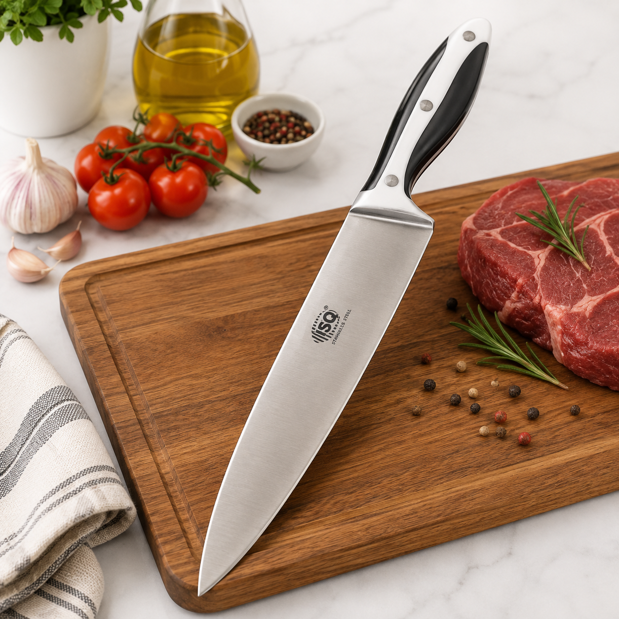 Chef Knife with Black Handle 8"