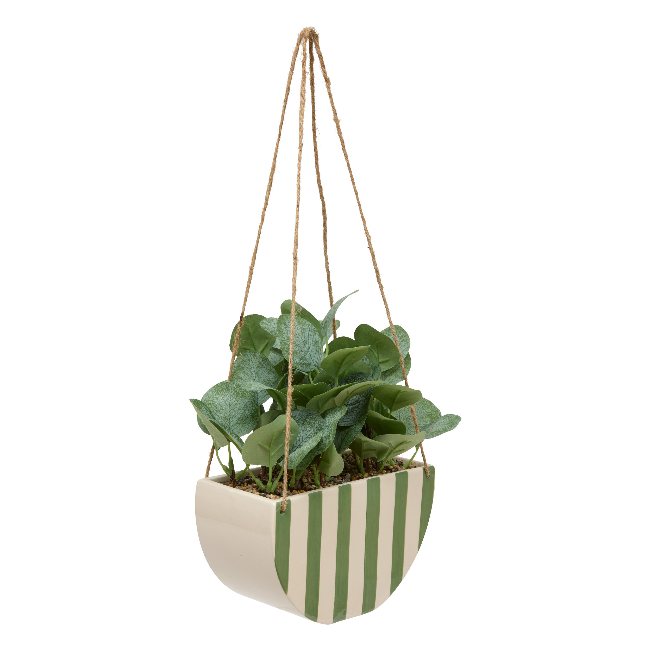 Hanging Artificial Plant "Cheri" - Two-Tone Ceramic Hanging Pot