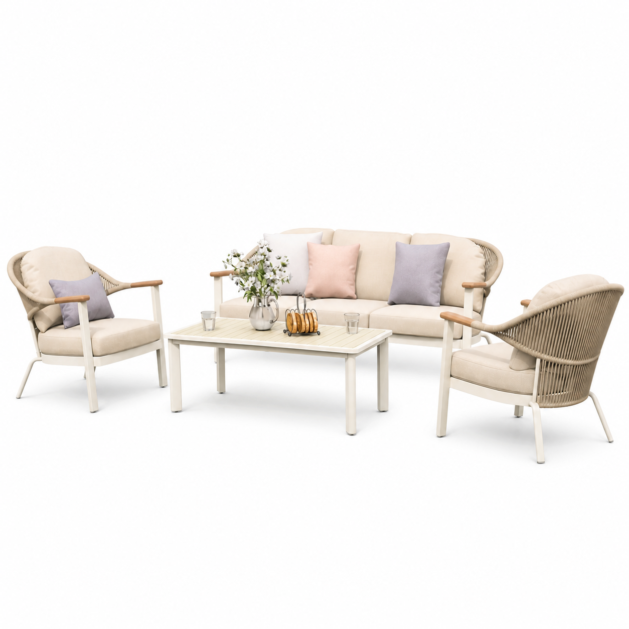 Modern Rope Outdoor Lounge Set – 5 Persons