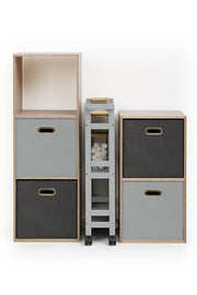 Colors Concrete 3-Tier Trolley on Beavers - MDF E1, 40x15x75 cm, 4 Casters