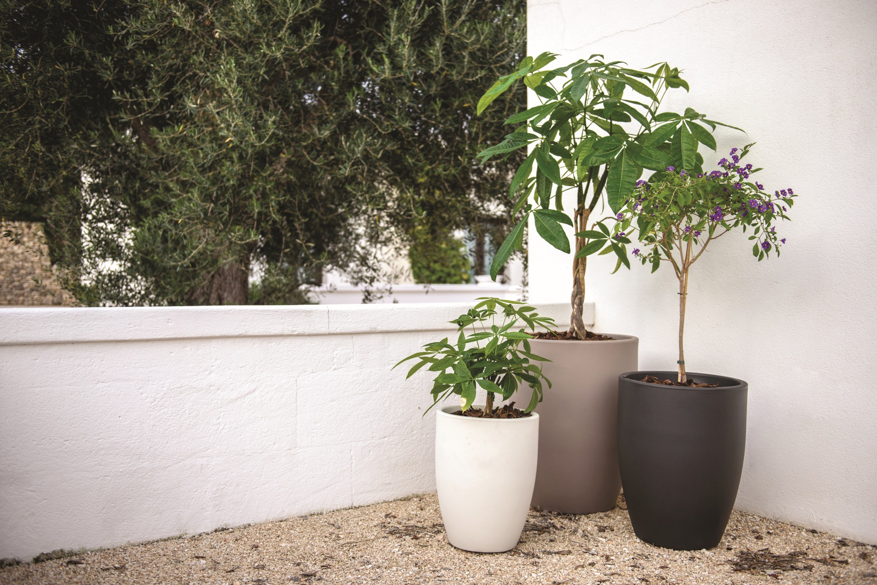 TROCO FLOWERPOT - Smoky Grey Resin Planter, Indoor/Outdoor, 2 Sizes