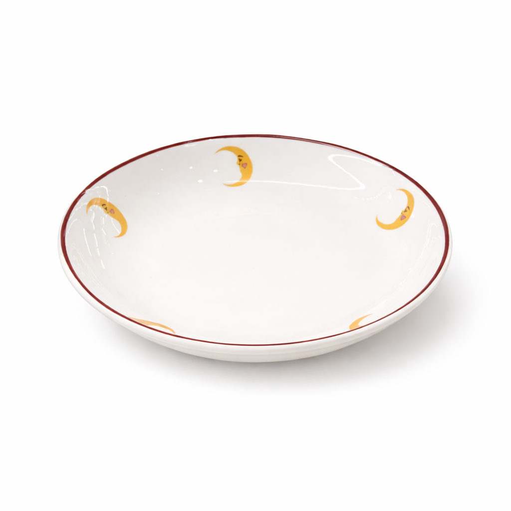 Handmade Deep Porcelain Plate 20 cm Moon Design